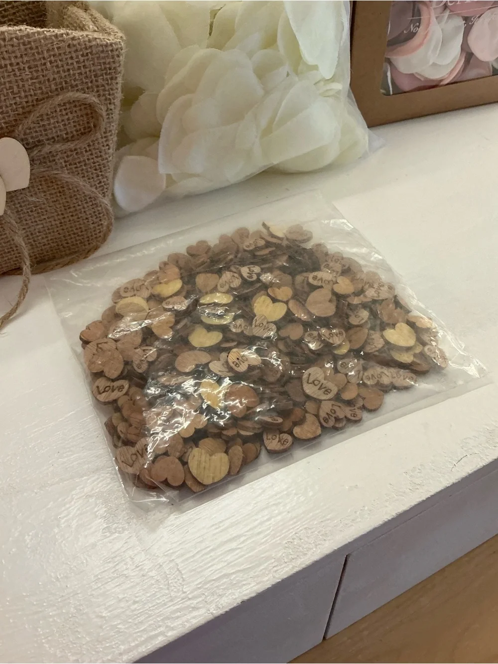 Wooden Heart Love Accent Pieces - Natural Brown